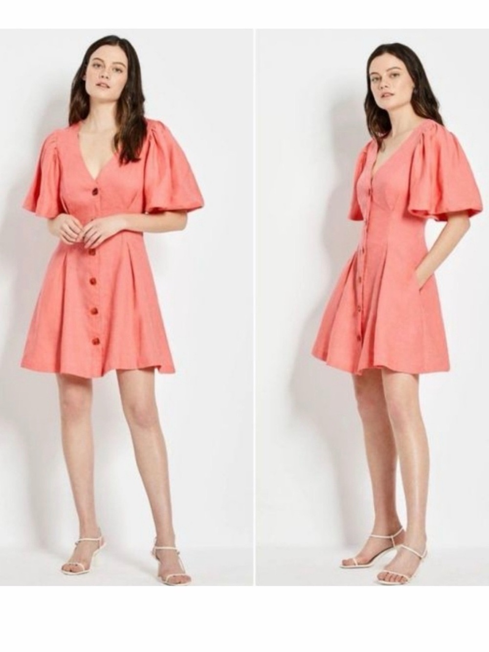 NWT - NICHOLAS Coral Pink Puff Sleeve Mini Dress - size 8/Medium